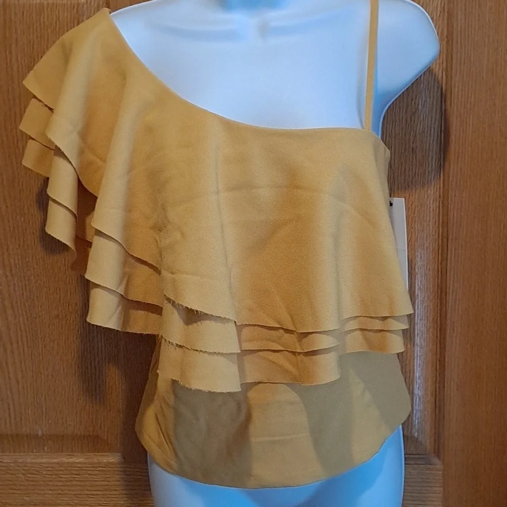 NWT Anthropologie Bishop + Young Sunflower Yellow One Sleeve Camisole Top - Picture 2 of 9